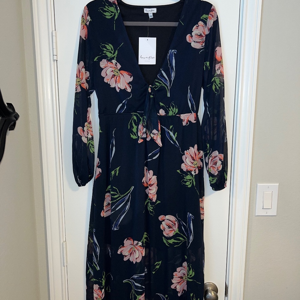 Blue floral wedding guest dress NWT size M